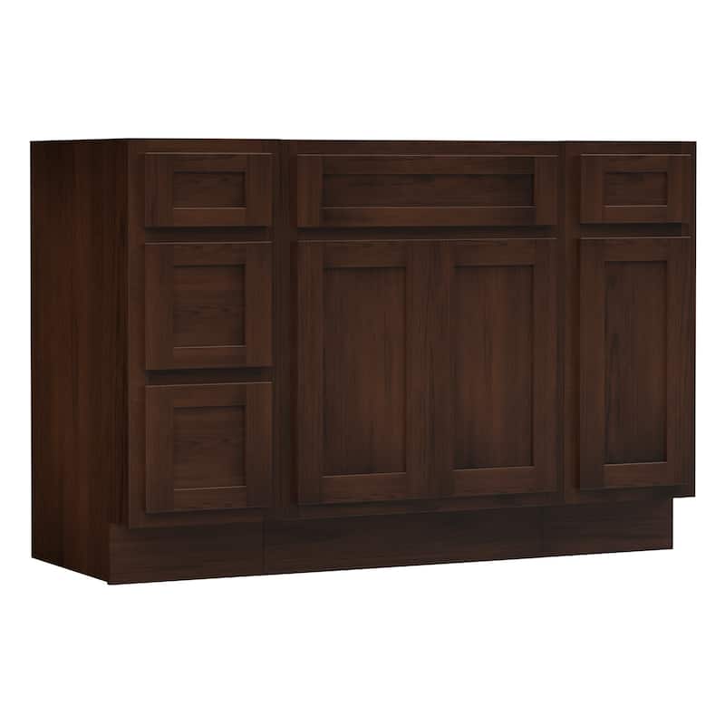 Vanity Art 48" Oak Freestanding Bathroom Vanity Cabinet without Top