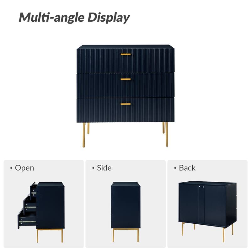 Gilb Modern 3-Drawer Dresser Nightstand with Metal Legs by HULALA HOME