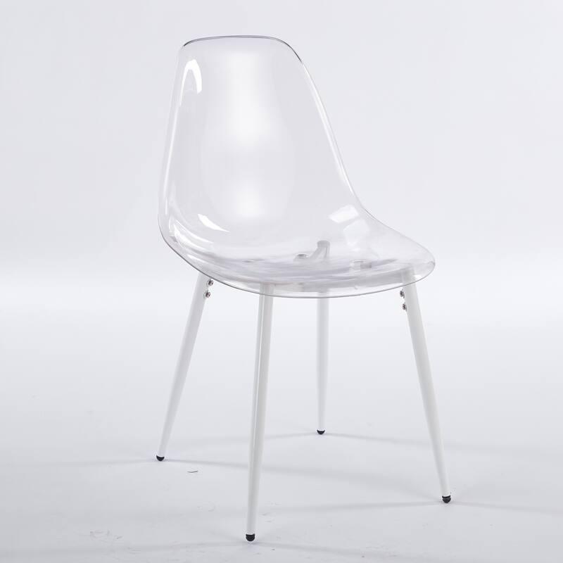 Transparent Shell Dining Chairs, Metal Legs Modern Design, Set of 4