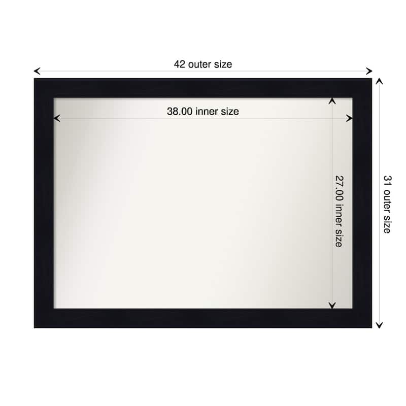 Non-Beveled Wood Bathroom Wall Mirror - Shiplap Navy Frame - 42 x 31 in - Shiplap Navy