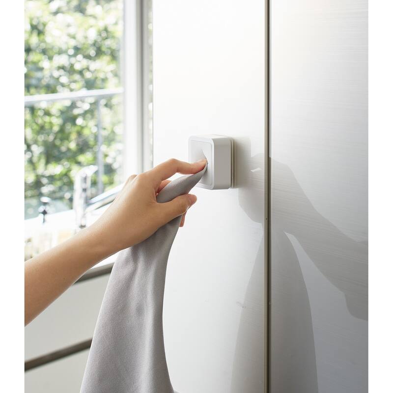 Yamazaki Home Traceless Adhesive Kitchen Towel Holder, ABS Plastic, Holds 0.55 lbs - L 0.91 x W 2.17 x H 2.17 inches