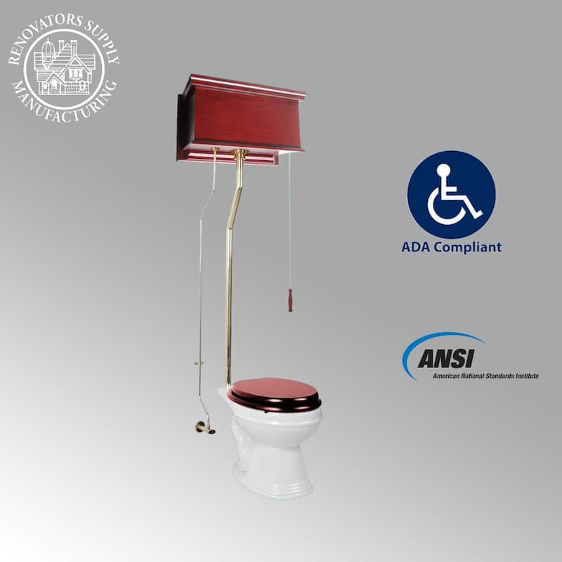 High Tank Toilet - Cherry Flat Tank, Elongated Rear Entry Bowl And L Pipes Renovators Supply