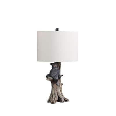 25" Black Blear in a Tree Table Lamp With Beige Shade