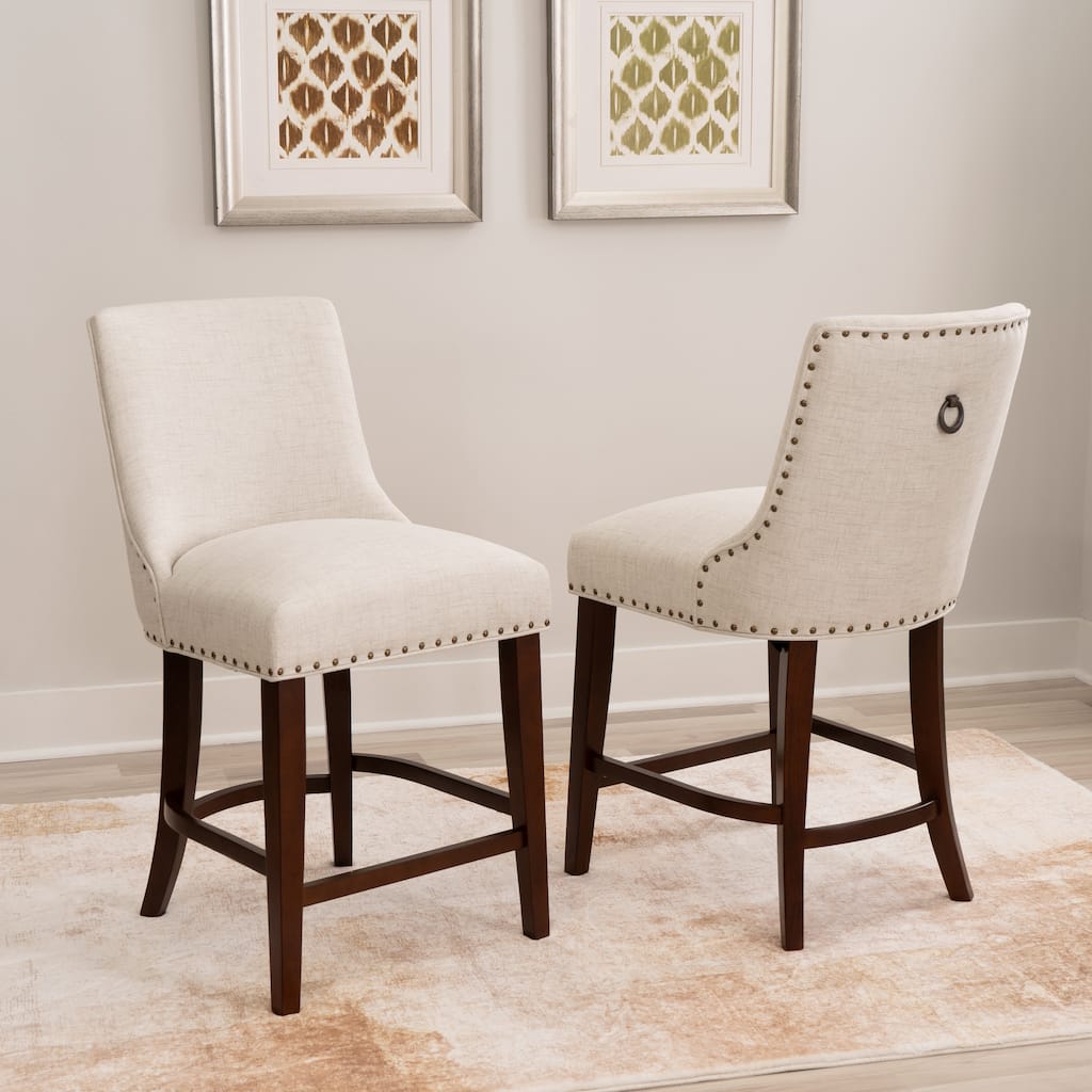 Linon Allard Beige Upholstered 25.5-Inch Counter Stool