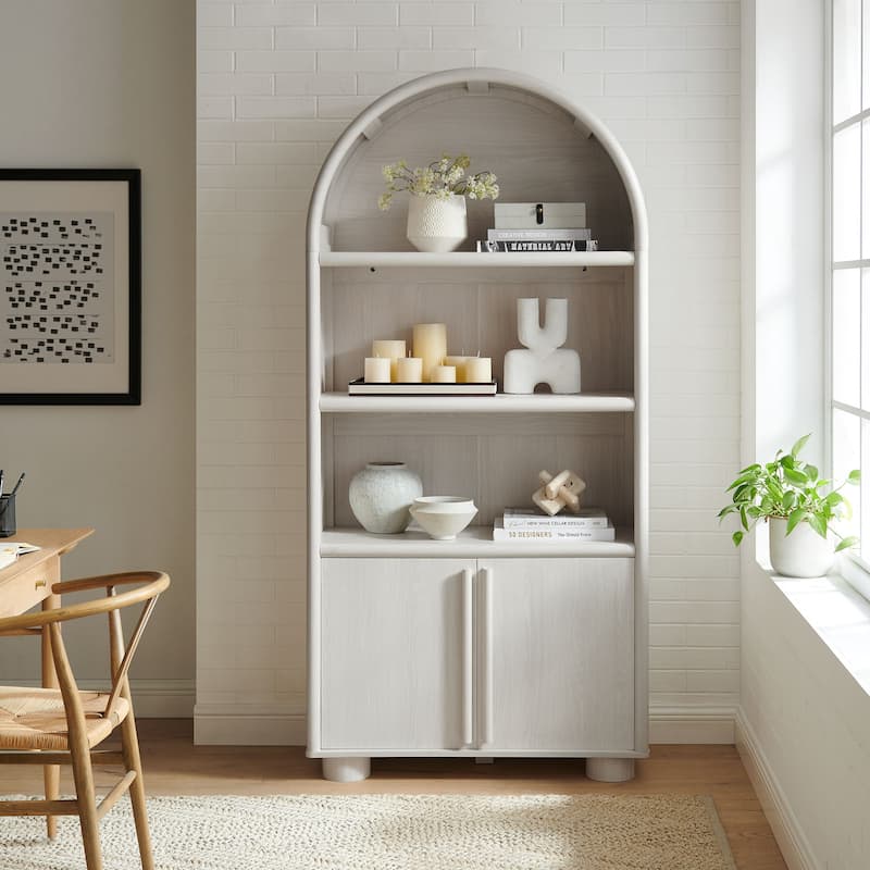 Bellamy Tall Arched Display Cabinet Bookcase - Ash