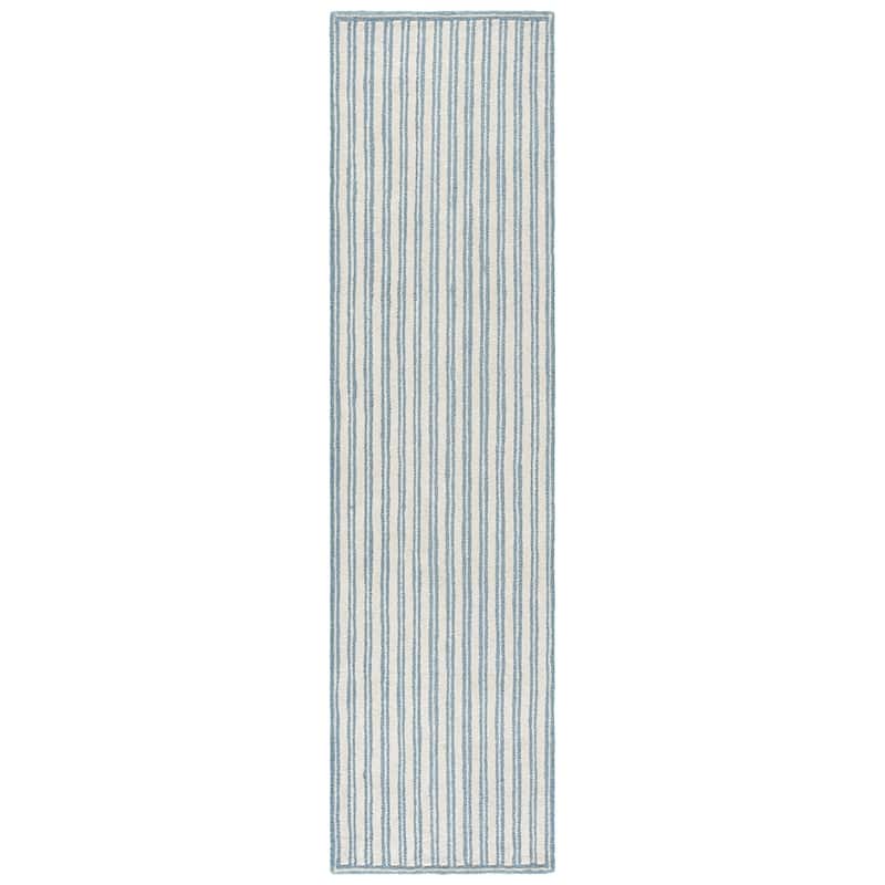 Martha Stewart Hand-Tufted Mirac Wool Rug - Blue/Ivory - 2'3" x 9' Runner