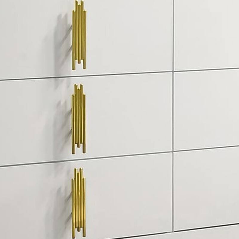 Dyl Wide Dresser, 6 Drawers, White Wood with Gold Accents