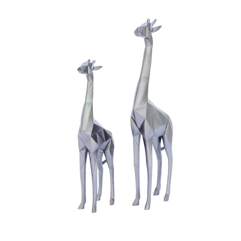 CosmoLiving by Cosmopolitan Gold or Silver Polystone Giraffe Decorative Sculpture (Set of 2)