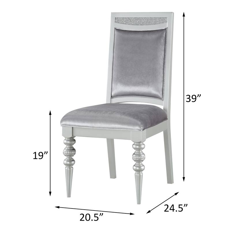 Grey and Platinum Upholstered Side Chairs (Set of 2)