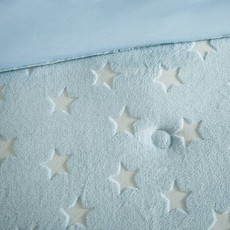 Avery Aqua Glow In The Dark Plush Comforter Set by Intelligent Design Kids