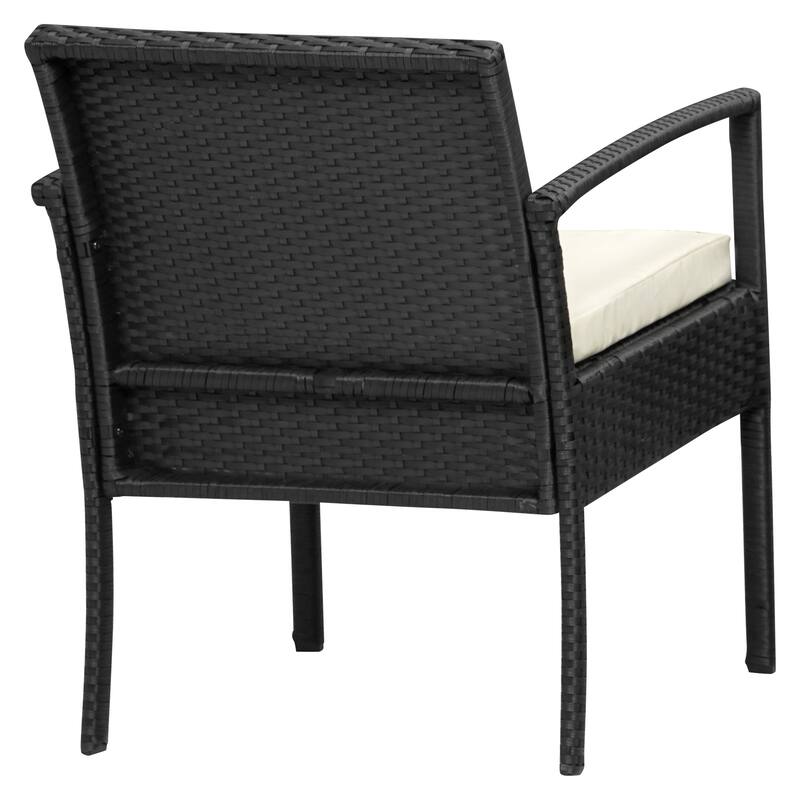 Rattan Wicker Patio Chat Set Outdoor Table and Chairs with Cushions - set of 3