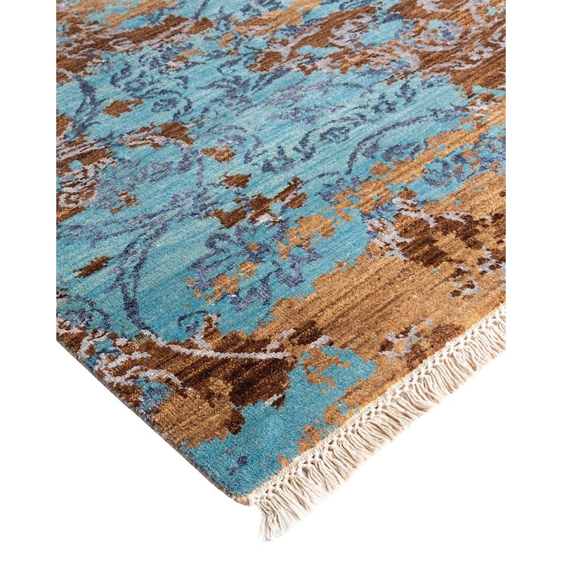 Ikat One-of-a-Kind Hand-Knotted Area Rug - Brown, 9' 0" x 12' 1" - 9' 0" x 12' 1"