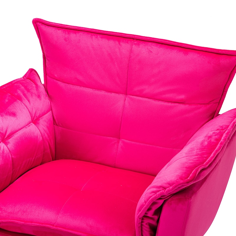 1ida Modern Velvet Tufted Padded Cushion Armchair with Golden Metal Legs by HULALA HOME