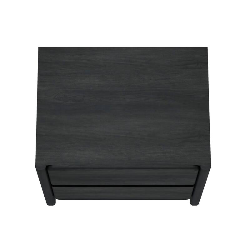 Modern Nightstand with 2 Drawers Wood Grain Texture Minimalist Design