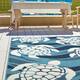 Ambrosi Sea Turtles Novelty Indoor/ Outdoor Area Rug - 7'2"x 10'5" - Light Blue