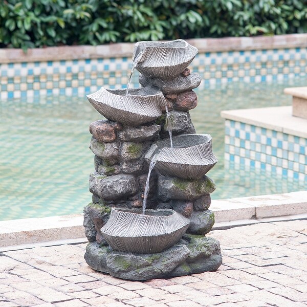 GOD OF WATER 第4段 18.9 in. W Indoor Outdoor Stone Water Fountain, 4-Tier
