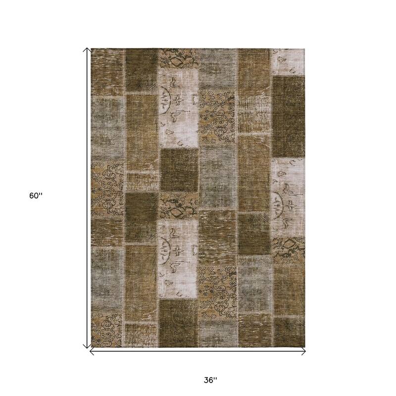 HomeRoots Patchwork Traditional Rectangle Outdoor Rug