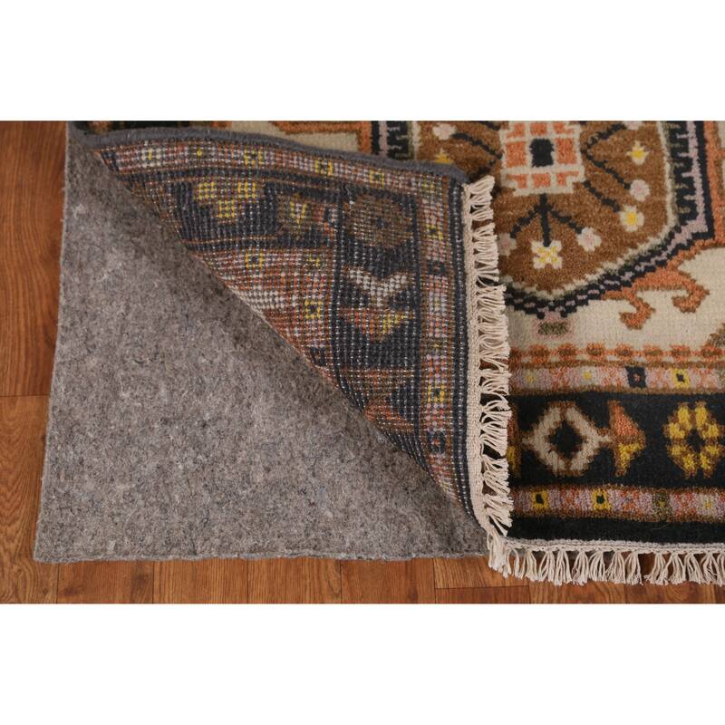 Traditional Beige Heriz Serapi Indian Rug Hand-Knotted Wool Carpet - 3'0" x 5'3"