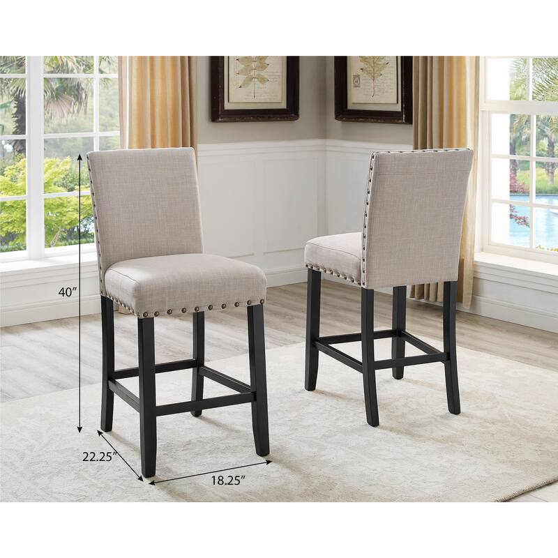 Round Dining Table Set Mid-Century Modern Dining Table Set Counter Height Dining Table and Chair Set with Nailhead Accents