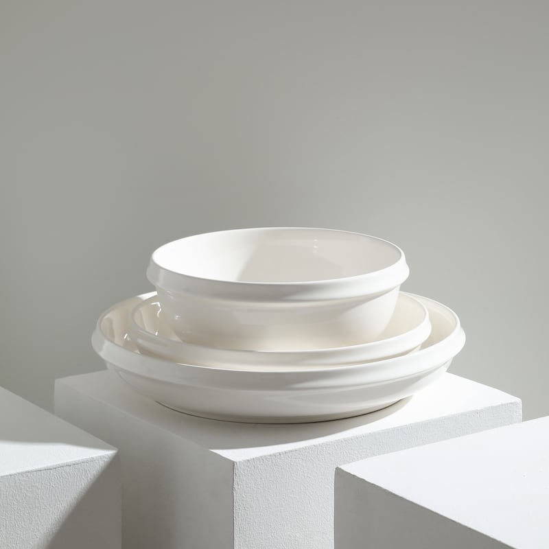 Stone Lain Verso Porcelain Dinnerware Set - White - 12 Piece