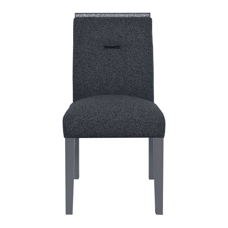 HomeRoots Dark Gray Upholstered Fabric With Faux Crystal Bling Dining Side Chair - 19.1 in. x 39.2 in. x 26.2 in.