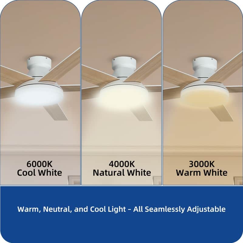 Moasis 52" Flush Mount 5 Blades Ceiling Fans with Light and Remote Control