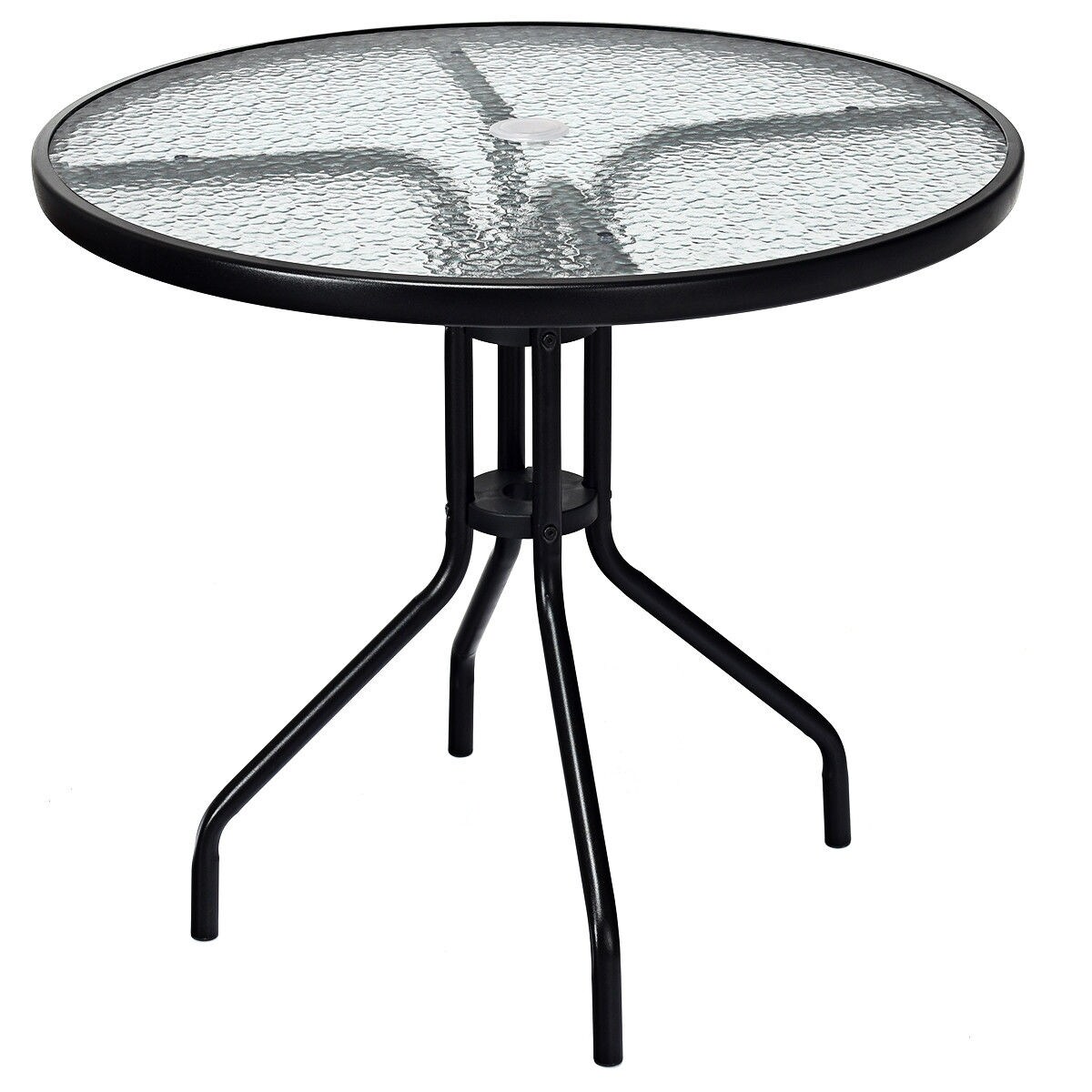 Round glass table top with umbrella hole discount