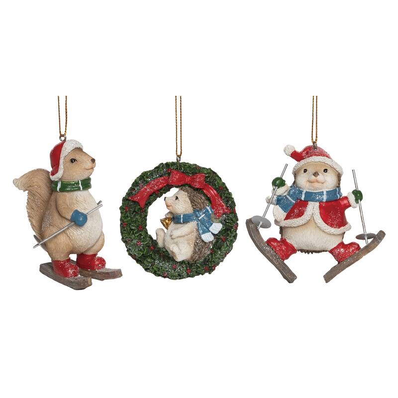 Transpac Resin Christmas Critter Ornament Set of 3 Christmas Home Decorations