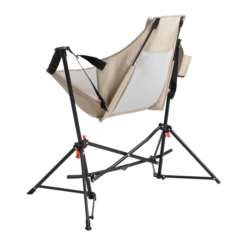 Portable Hammock Camping Rocking Chair with Pillow & Cup Holder, Khaki