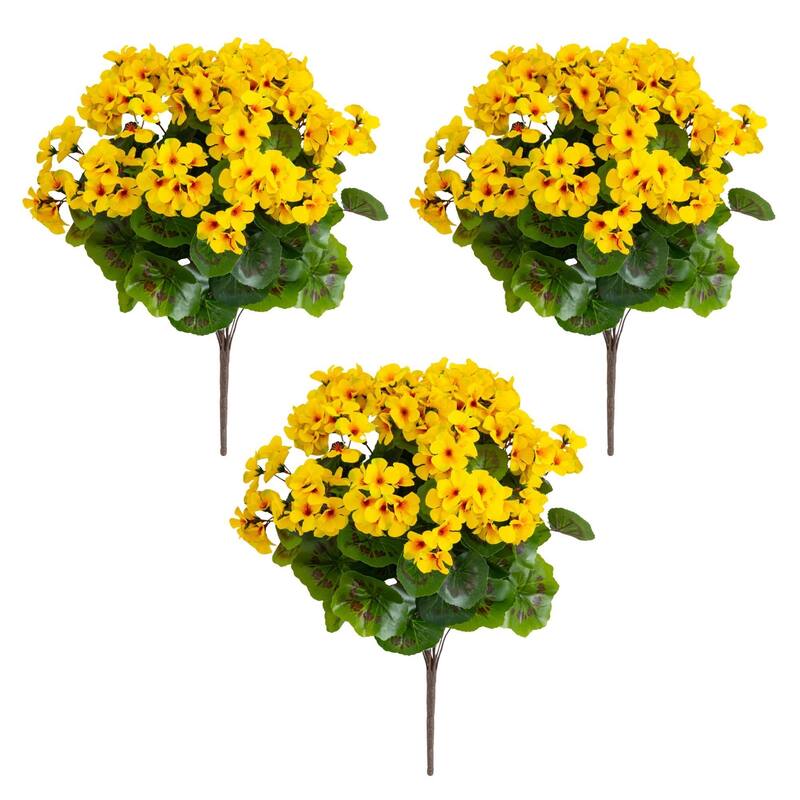 19-in UV Resistant Artificial Geranium Bush - Set of 3