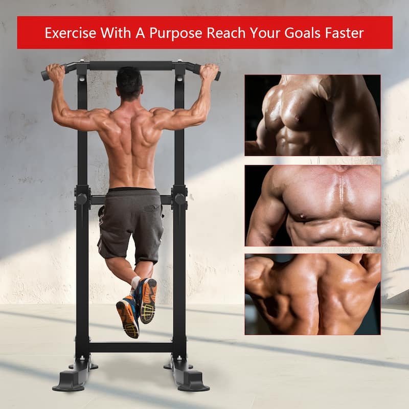 Ainfox Power Tower Pull Up Bar Station Workout Dip Station Height Adjustable Strength Training Equipment