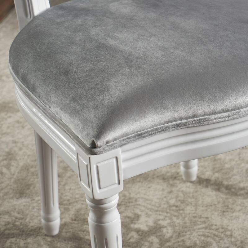 Set of 2 French Dining Chairs Grey Side Chair Round Back Accent Chairs