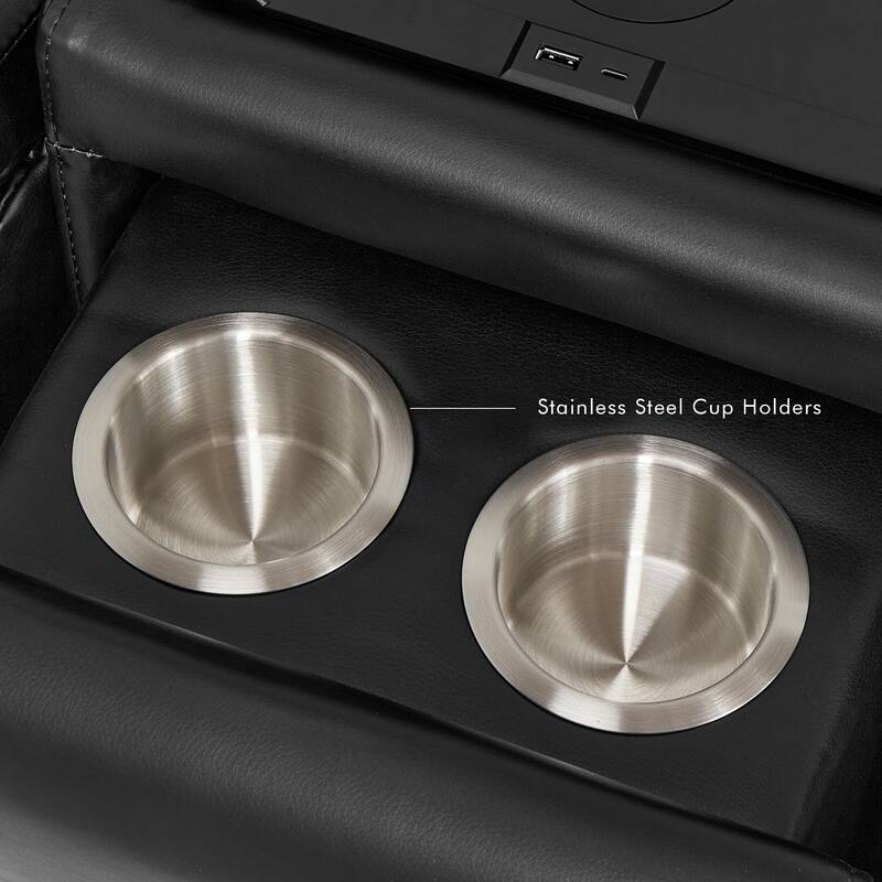 94.5'' W Faux Leather Dual-Power Oversized Width Seat Loveseat with Wireless Charging, Reading Light