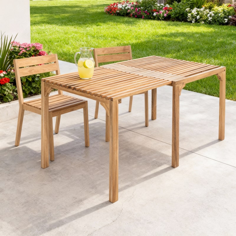 60" Natural Solid Wood Extendable Outdoor Dining Table - Natural