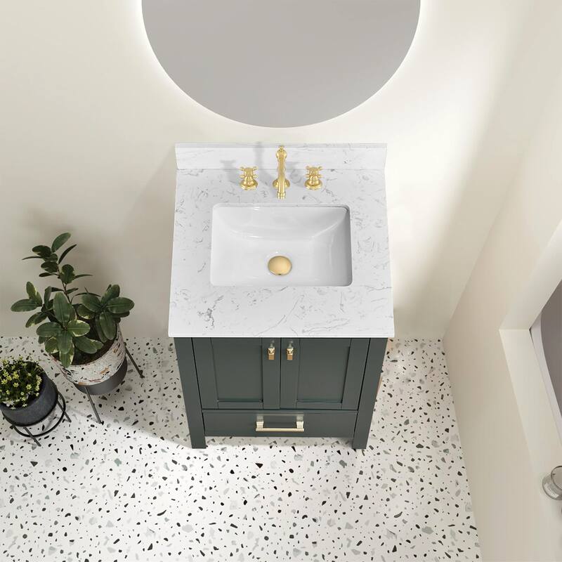 Prismora 24 in. Juniper Green Vanity with Countertop & Splash, Single Sink