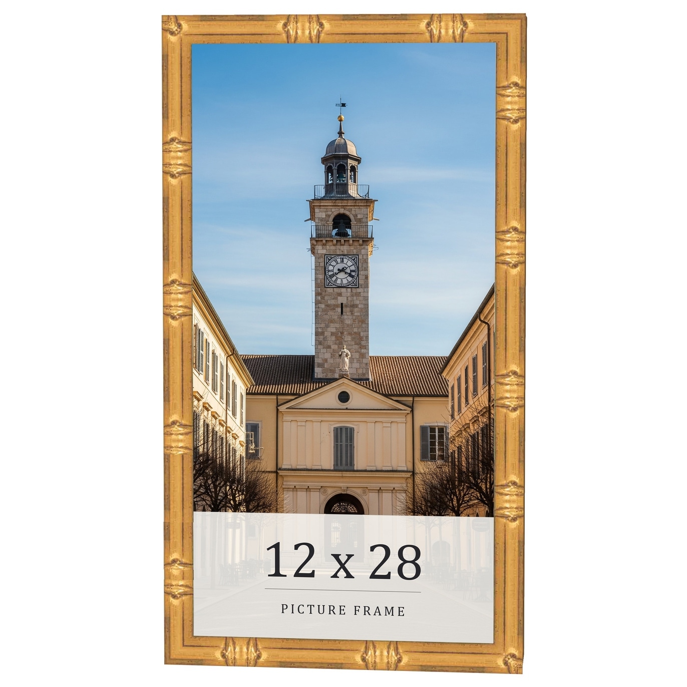 12x28 Frame Gold Bamboo Solid Wood Picture Frame | 1 Inch Moulding