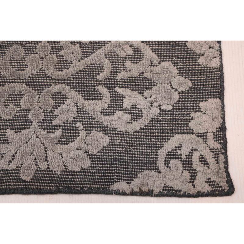 ECARPETGALLERY Hand Loomed Elysian Dark Grey Viscose, Wool Rug - 6'7 x 10'0