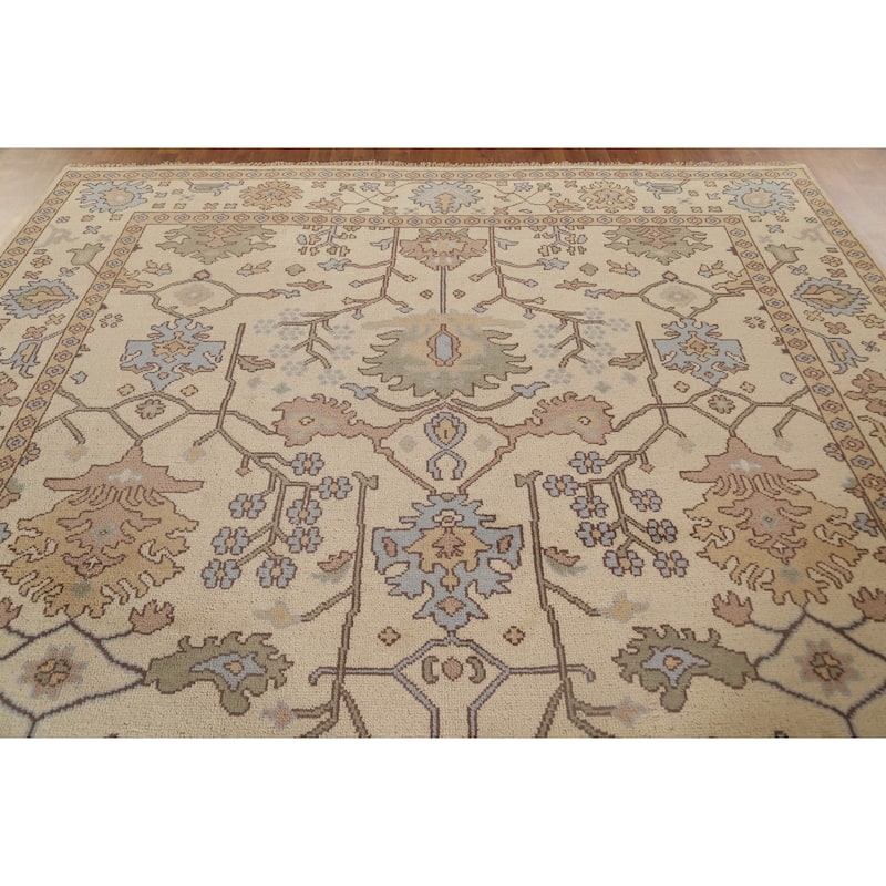 All-Over Oushak Oriental Area Rug Handmade Wool Carpet - 9'1" x 11'6"
