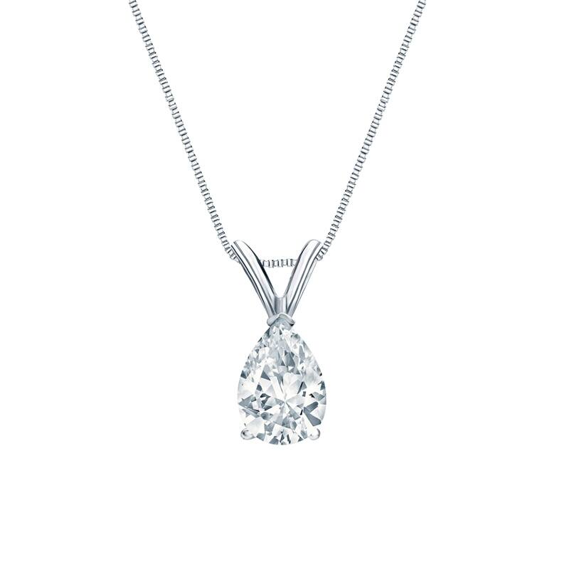 Auriya 14-karat Gold 0.50ctw Pear Solitaire Lab Grown Diamond Necklace V-End (D-E VVS) Prong - 0.5 - White