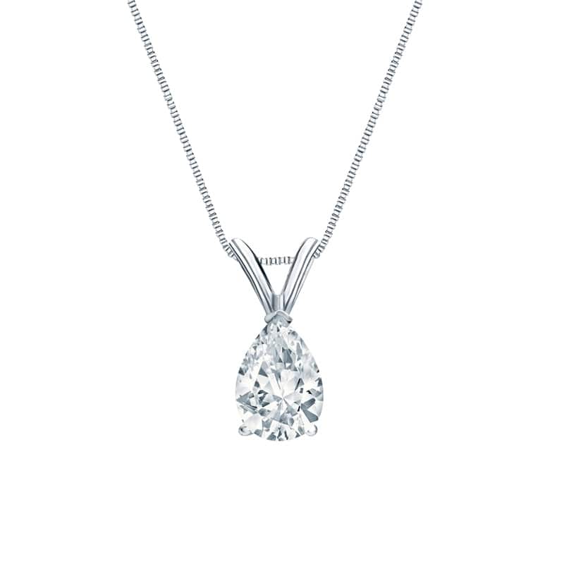 Auriya 14-karat Gold 0.60ctw Pear Solitaire Lab Grown Diamond Necklace V-End (H-I VS) Prong - 0.60