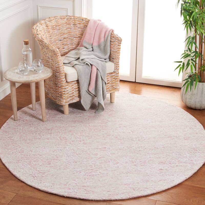 SAFAVIEH Handmade Precious Nyah Rug - 6' Round - Pink/Ivory