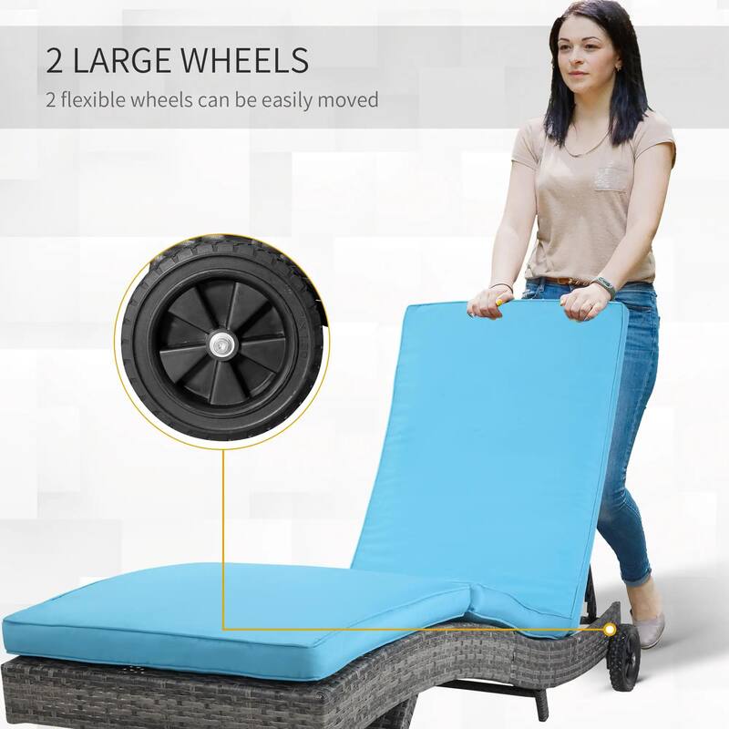 Foldable Chaise Lounge, 5-Level Adjustable Backrest, Breathable Mesh