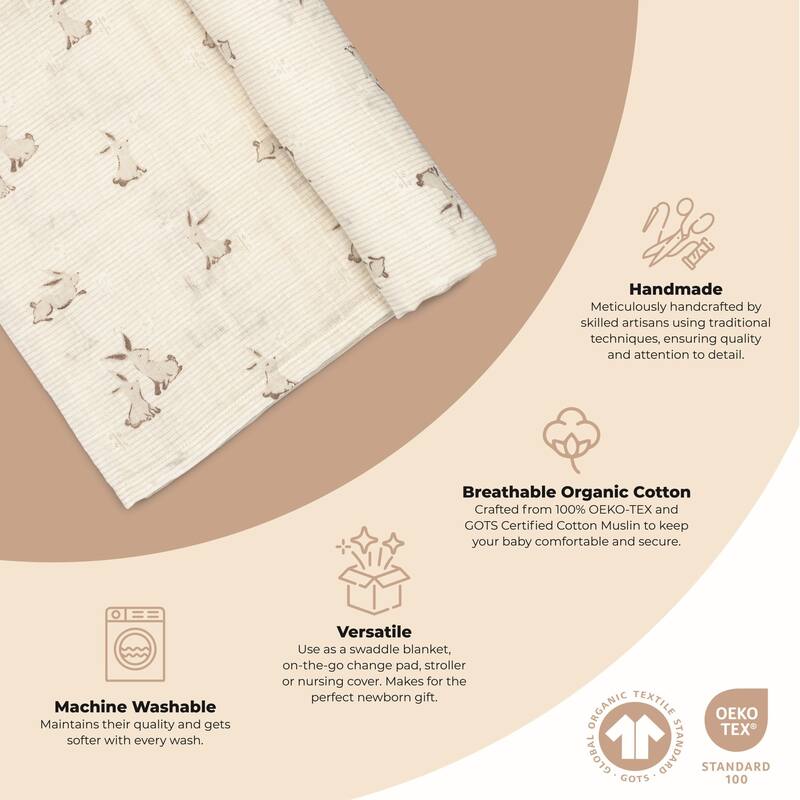 Crane Baby Organic Cotton Bunny Single Swaddle