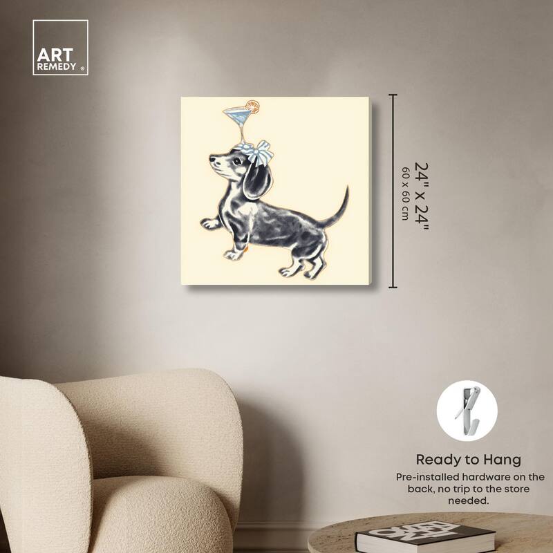 Martini Pup I Canvas by Art Remedy, Gallery Wrapped