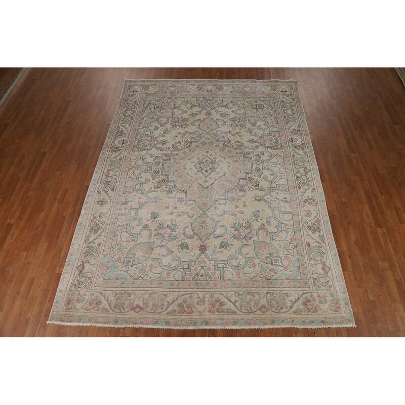 Medallion Tabriz Persian Area Rug Oriental Handmade Wool Carpet - 8'0"x 11'1"