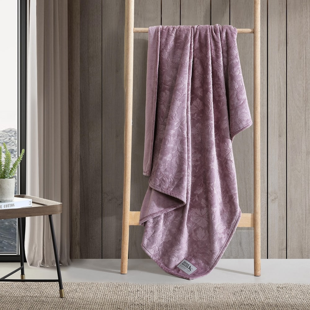 Eddie Bauer Woodblock Floral Embossed Signature Plush Throw Blanket
