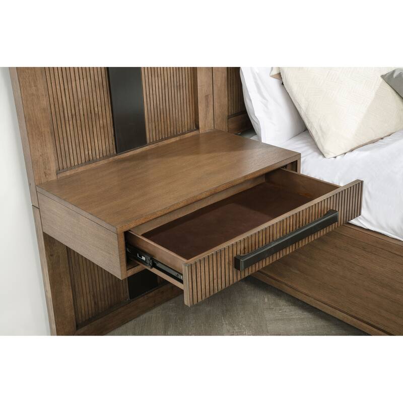 Terrace Wall Panel Storage Bed Ash Brown
