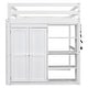 preview thumbnail 9 of 7, Full Loft Bed with Wardrobe, Shelves, and LED Light - White