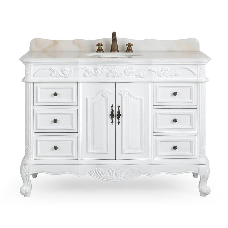 48" Benton Collection Beckham Antique White Bathroom Vanity