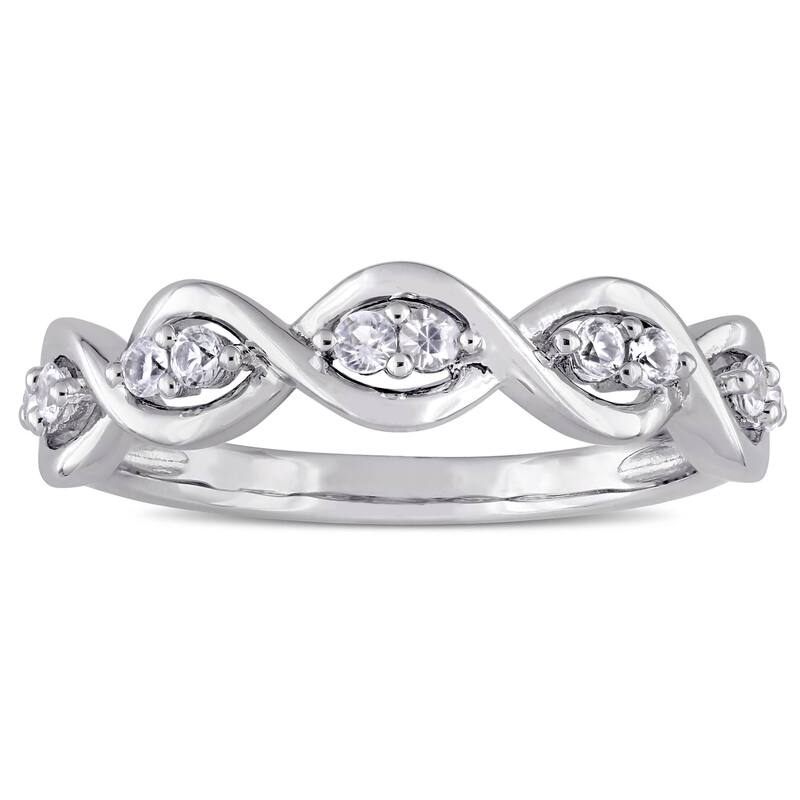 Miadora Signature Collection 14k White Gold White Sapphire Stackable Infinity Anniversary Ring